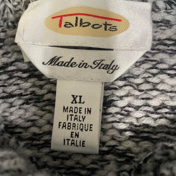 Talbots XL Grey Black Sweater Made In Italy Mock Neck Marled Knit Cozy Fall Laye - Picture 3 of 7